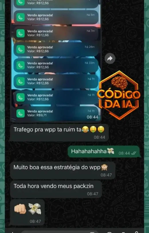 Várias vendas aprovadas — estratégia do WhatsApp funcionando