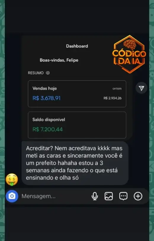 Felipe com R$ 7.200 de saldo disponível em 3 semanas